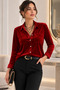 New Season Women's Style Suede Shirt with Pockets, Collar and Front Button Design - 3