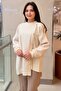 Asymmetrical Button Detailed Patterned Knitwear Tunic - 2