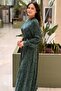 Self-Patterned Slim Belted Dress - 3