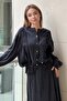 Ethnic Patterned Buttoned Ribbed Tunic Skirt Set - 4
