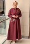 Shirt Collar Waist Belted Colorful Embroidered Dress - 2