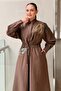 Shirt Collar Waist Belted Colorful Embroidered Dress - 3