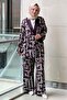 Patterned Satin Jacket Panoloton Set - 2