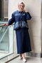 Sequin Detailed Jacket Skirt Jeans Set