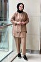 Mixed Fabric Piece Patterned Tunic Pants Set - 2