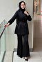 Double-Breasted Collar, Waist Drawstring, Brooched Jacket, Undershirt, Trousers, 3-Piece Set - 2