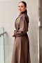 Shirt Collar Waist Belted Colorful Embroidered Dress - 4