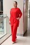 Crochet Knitwear Asymmetrical Draped Tunic Trousers Set