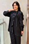 Ruffled Flounce Tunic and Wrinkle Effect Pants Set - 3