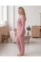 Women's Winter Plus Size Embroidered Patterned Collar Buttoned Long Sleeve Pajama Set - 4