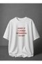 Sorry if I Looked Interested, I'M Not - Text Printed Unisex Oversize 24/1 Cotton T-Shirt - Special Collar Print - 4
