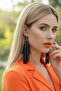 Silver Color Chain Earrings – Black Color Tassel Design - 2