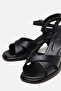 Women's Black Cross-Strapped Thick Heeled Sandals - 2