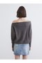 Nevavm Farkıyla Xside Brown Boat Neck Oversize Women's Knitwear Sweater - 4