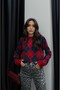 Red Navy Blue Haley Diamond Patterned Sweater