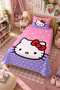 Hearted Polka Dot Cute Children's Pique Set - Linear Cat Modern Lilac Pink Quilted Bedspread