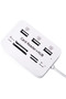محول USB 2.0 بثلاثة منافذ + قارئ بطاقات بـ 4 فتحات PM-6052 - 2