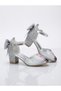 Girl's Elsa Transparent Silver Colored Princess Heeled Shoes - 5