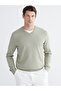 Green V-Neck Men's Knitwear Sweater