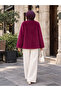 Burgundy Scarf Accessory Midi Hijab Fur Coat - 3