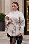 Comfortable Fit Cashmere Coat Jacket with Tie Detail - 3