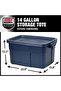 Roughneck Storage Tote with Snap-On Lid, 14 Gallon, Shatter-Resistant Polyethylene, Stackable with Built-In Handles, Approx 23.9 x 15.9 x 12.25 in, Everyday Storage, Dark Indigo Metallic - 2