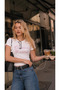Crep Women's Goddess Spirit Stone Printed T-Shirt Crew Neck Short Sleeve Slim Fit Cotton Ribbed Ecru - 2