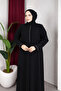 Elegant Stone Detailed Ferace Premium Honeycomb Fabric Large Size Hijab Ferace - 7