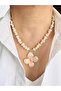 Heart Pearl Flower Pendant Necklace 45 cm - 2