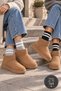 Original Women's Thermal Towel Sole Boot Socks Breathable Sweat-Absorbing Soft Cotton Non-Squeezing Flexible Elastic Heel Toe Reinforced Warm Winter Home School Boot Socks |   2 Pairs - Black Gray