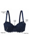 Navy Blue Lace Detailed Supported Adjustable Strap Bra & Panty Lingerie Set - Underwired and Padded - 4