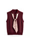 Scarf-Adorned Knitwear Sweater – Burgundy, Buttoned, Stylish Knit - 5