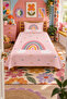 Rainbow Heart Pink Single Pique Set-Fairy Tale Theme Nordic Powder Yellow Quilted Bedspread - 6