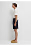 Linen Blend Navy Blue Shorts 0410361-70489 - 4