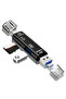 5 in 1 Multifunctional USB 2.0 Micro Sd Card Reader - with Usb/Micro Usb/Type-C Output, Otg Converter