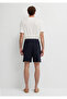 Linen Blend Navy Blue Shorts 0410361-70489 - 5