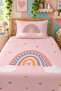 Rainbow Heart Pink Single Pique Set-Fairy Tale Theme Nordic Powder Yellow Quilted Bedspread - 5