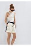 Stripe Detailed Ecru Linen Shorts 1410272-70048 - 3