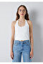 Halter Neck Ecru Top Fitted / Body-Fitting Cut 1620244-70057 - 6