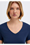 V-Neck Navy Blue Basic T-Shirt Slim Fit / Narrow Fit 1614176-70497 - 7