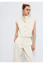 High Collar Ecru Vest Loose Fit / Comfortable Cut 1110876-70048 - 2