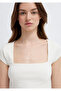 Square Neck Ecru T-Shirt Fitted / Bodycon Cut 1614388-70057 - 8