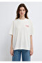 Slogan Printed Ecru T-Shirt Boxy Fit 1613905-70057 - 4