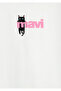 Logo Cat Printed Ecru T-Shirt Loose Fit / Comfortable Loose Cut 7610473-70057 - 4