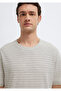 Navy Blue Striped Ecru T-Shirt Loose Fit / Comfortable Cut 0613294-86623 - 6