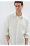 Light Green Linen Shirt Regular Fit / Normal Cut 0211957-71647 - 3
