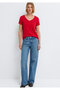 V-Neck Red Basic T-Shirt Slim Fit / Narrow Cut 1614178-86417 - 2