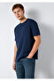Crew Neck Navy Blue Basic T-Shirt Loose Fit / Comfortable Loose Cut 0611596-70497 - 3