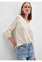 V-Neck Ecru Thin Knitwear Loose Fit / Relaxed Fit 1710696-70068 - 2