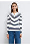 Button Detailed Striped T-Shirt Fitted / Fitted Cut 1612915 -86625 - 4